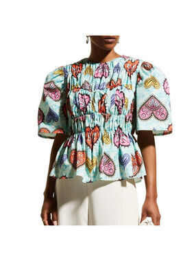 Autumn Adeigbo Elvire Heart Print Top, $625 Retail, Worn Once, Size 6, #2636